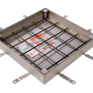 FACTA D rated, Uniface 450x450 stainless steel recessed manhole cover.