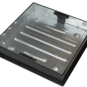 Block paving manhole cover designed for square to round connections.