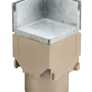 ACO Brickslot Corner Unit designed to make 90 degree redirects in drainage layouts.