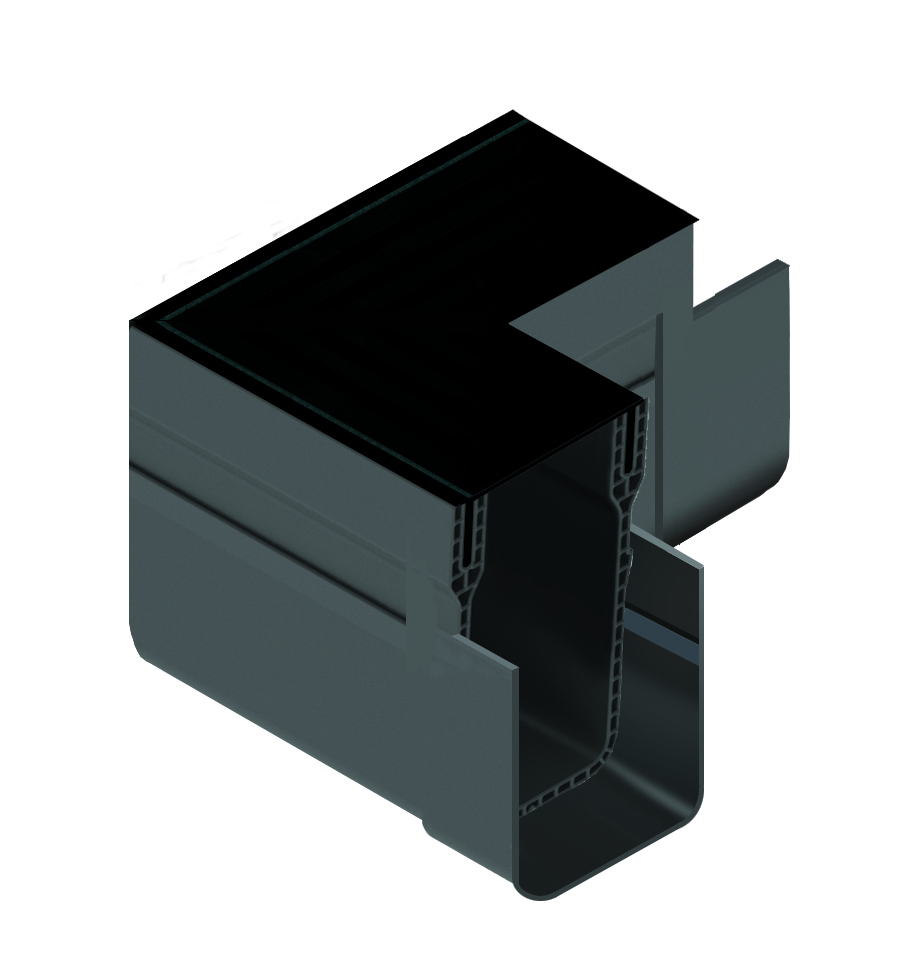 19007 Threshold Corner Unit Black Aluminium Grating