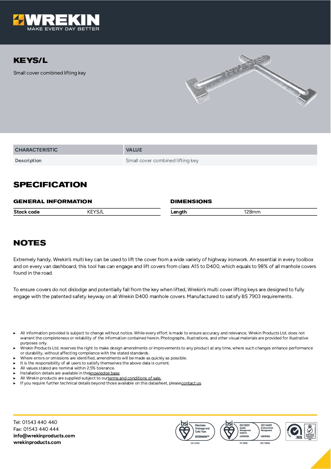 Wrekin Small Cover Combined Lifting Key - Image 2